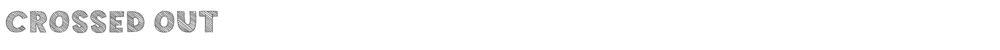 Sample characters Crossed Out Font